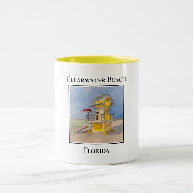 Cute Lifeguard Torn, Clearwater Beach Florida Två-Tonad Mugg (Center)