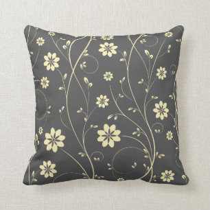 Cute Light Beige och Grått-delikat Blommönster Kudde