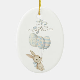 Cute Light Blue Baby Bunny Påsk Julgransprydnad Keramik