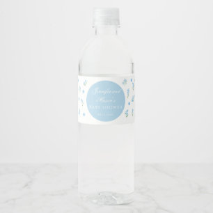 Cute Light blue blommigt boho pojke dusch Vattenflaskor Etikett