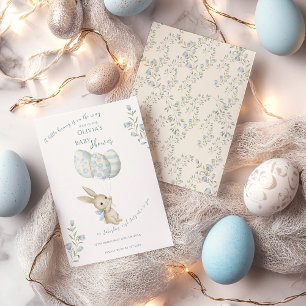 Cute Light Blue Bunny Baby Shower Inbjudningar