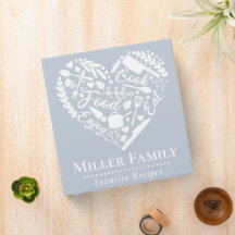 Cute Light Blue Family Namn Heart Recie Cookbook