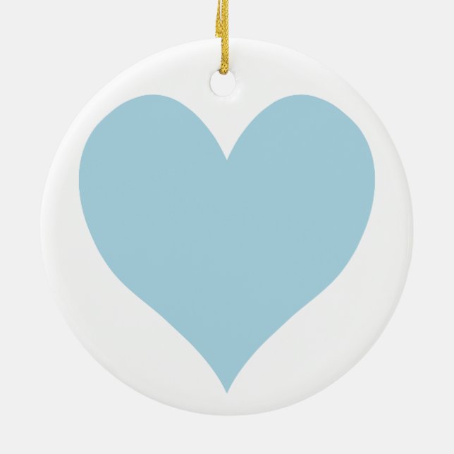 Cute Light Blue Heart Julgransprydnad Keramik (Baksidan)