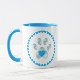 Cute light blue pet tass med hjärta mugg