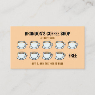 Cute Light Brown Illustration Coffee Shop Lojalitetskort