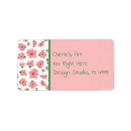 Cute Light Coral Flowers Cute Adressetikett
