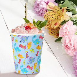 Cute Light Pastel Blue Baby Dinosaur Birthday