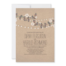 Cute Light Strings Blommigt Rustic bröllopsinbjuda