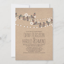 Cute Light Strings Blommigt Rustic bröllopsinbjuda Inbjudningar