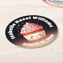 Cute L'il Cuppie Candy Sprinkles Baby Shower Underlägg Papper Rund