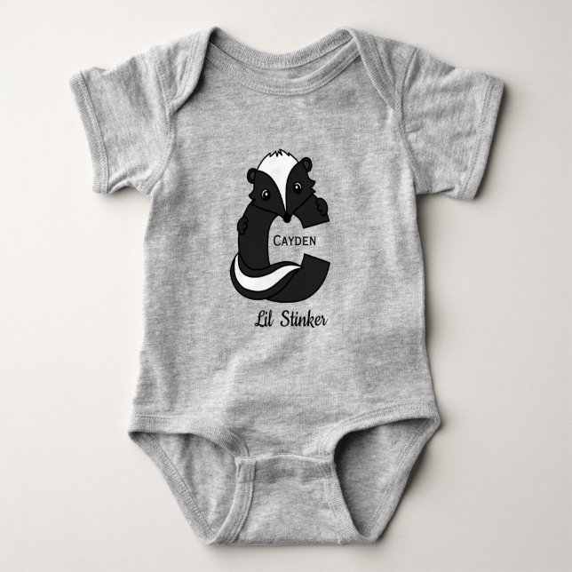Cute Lil Stinker Skunk Monogram T Shirt (Framsida)