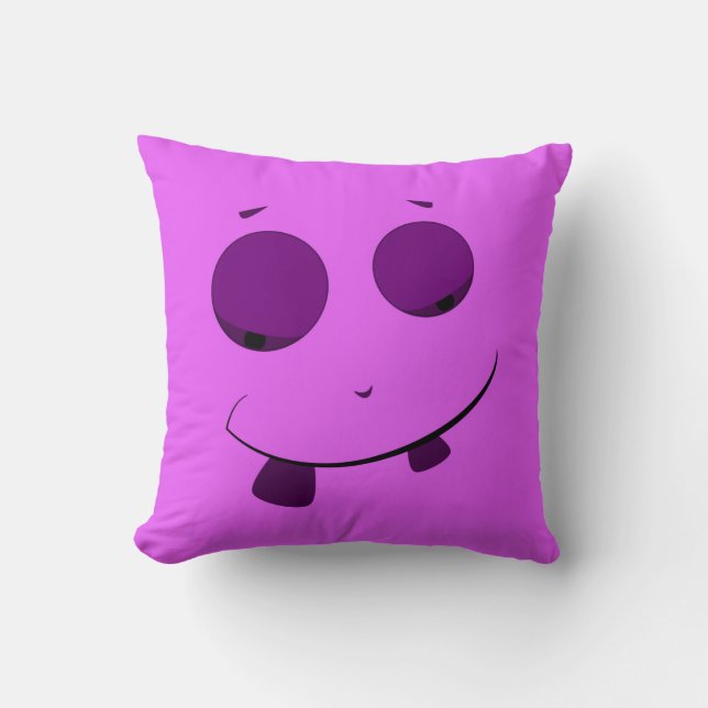 Cute Lila Ansikte Pillow Kudde (Framsida)