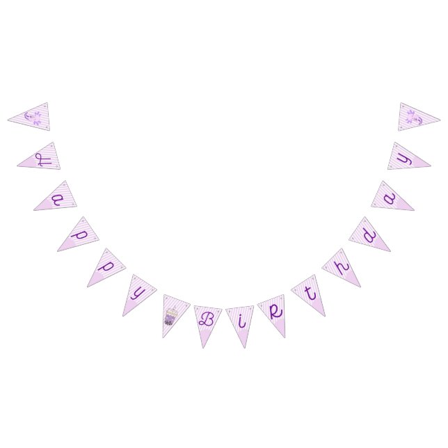 Cute Lila Axolotl Boba Tea Barns födelsedag Vimplar (Alla)