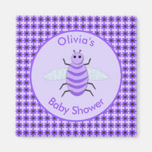 Cute Lila Baby Bee Gender Neutral Baby Shower Magnet