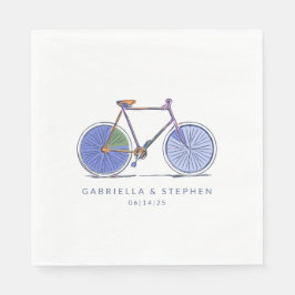 Cute Lila Bicycle Line Art Teckning Personlig Pappersservett
