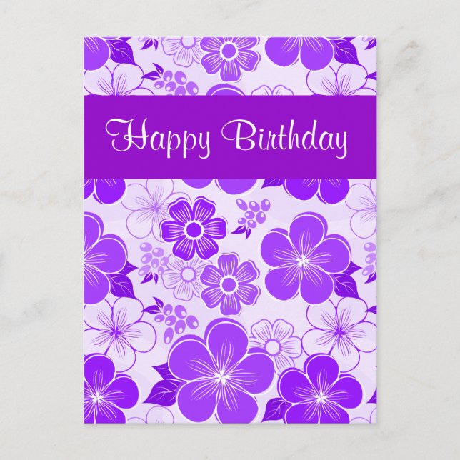 Cute lila Birday Postcard Vykort (Framsida)