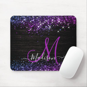 Cute lila black faux glitter monogram musmatta