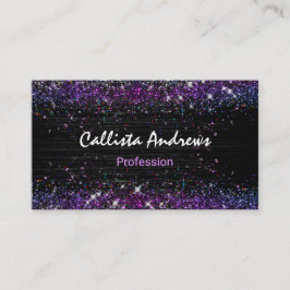 Cute lila black faux glitter tidsbeställning kort