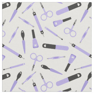 Cute Lila Black Manicurist Verktyg Mönster Tyg