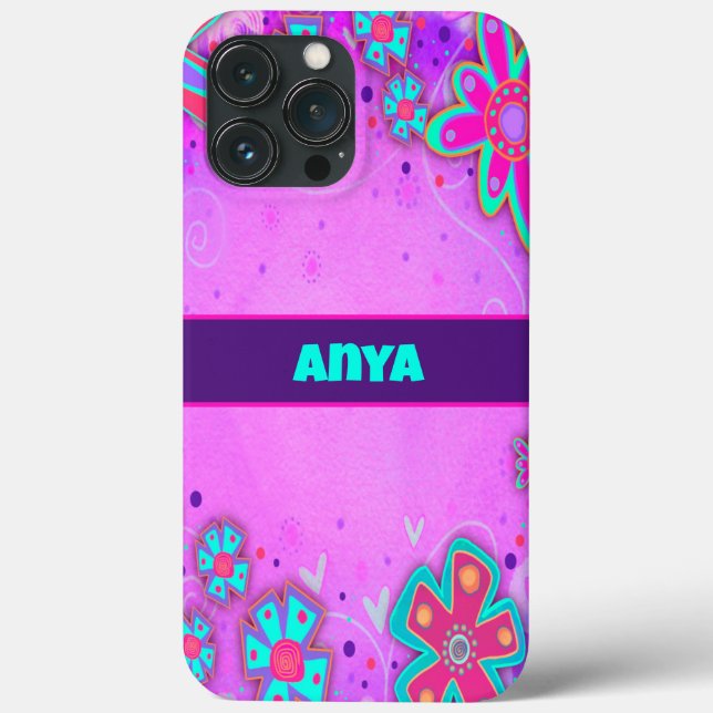 Cute Lila blommor Namn Girly Roligt Inspirief (Baksida)