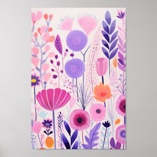 Cute Lila blommor Poster