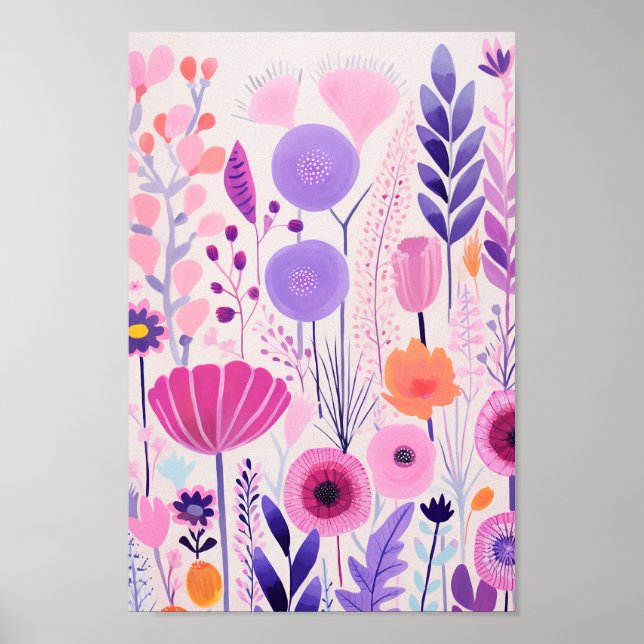 Cute Lila blommor Poster (Framsidan)