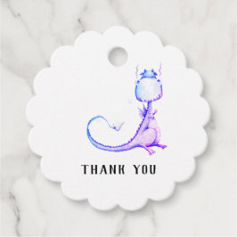 * Cute Lila Blue Dragon Baby Shower Tack Gåvor Etiketter