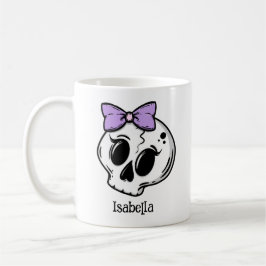 Cute Lila Bow Halloween Skull-Anpassningsbar Kaffemugg