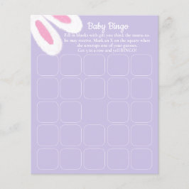 Cute Lila Bunny Baby Shower Bingo Game