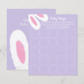Cute Lila Bunny Baby Shower Bingo Game
