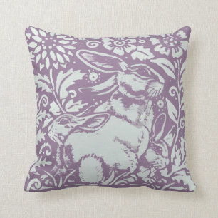 Cute Lila Bunny Rabbit w/Spädbarn Påsk Decor Kudde