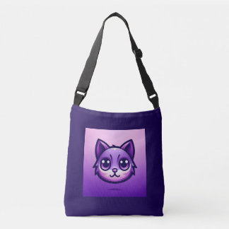 Cute Lila Cat Ansikte Axelväska