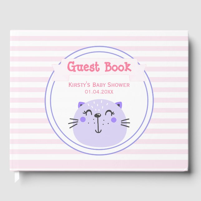 Cute Lila Cat | Babyskor Gästböcker (Framsida)