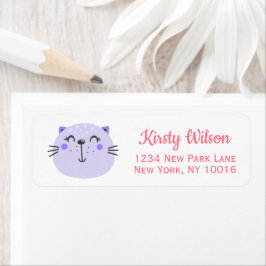 Cute Lila Cat | Babyskor Returadress Etikett