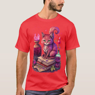 Cute lila cat med bokar och magiska spådomar För a T Shirt