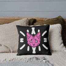 Cute Lila Cat on White Rand Black Modern