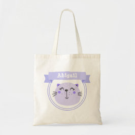 Cute Lila Cat | Personlig Kids / Girls Tygkasse