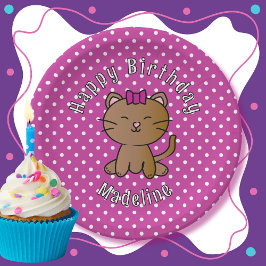 Cute Lila Cat Tecknad Sweet Barn