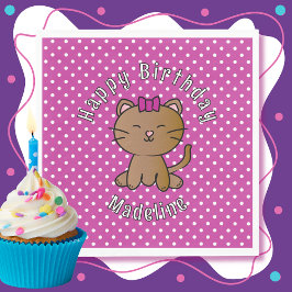 Cute Lila Cat Tecknad Sweet Barn Pappersservett