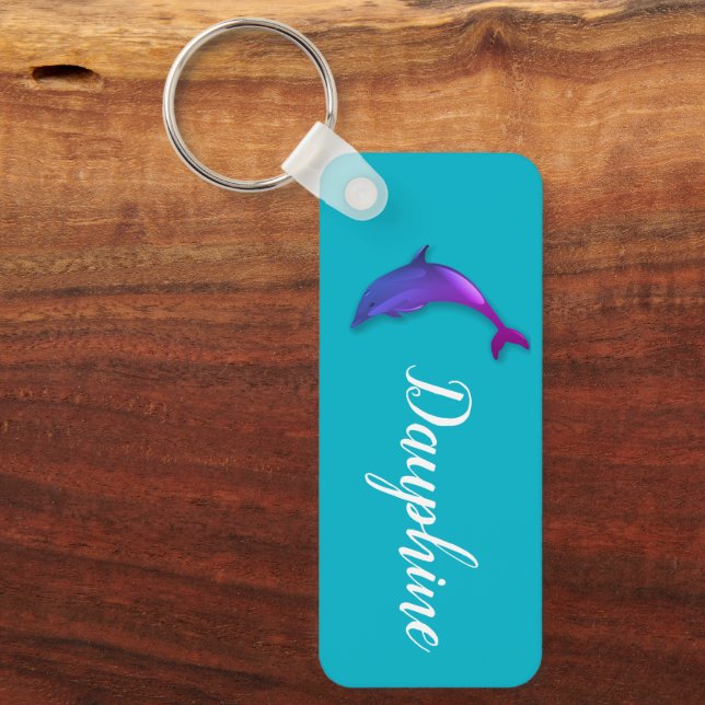 Cute lila delphin - lägg till namn nyckelring (Framsida)