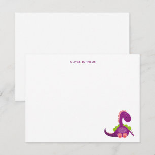 Cute lila Dinosaur Kids tack Kort