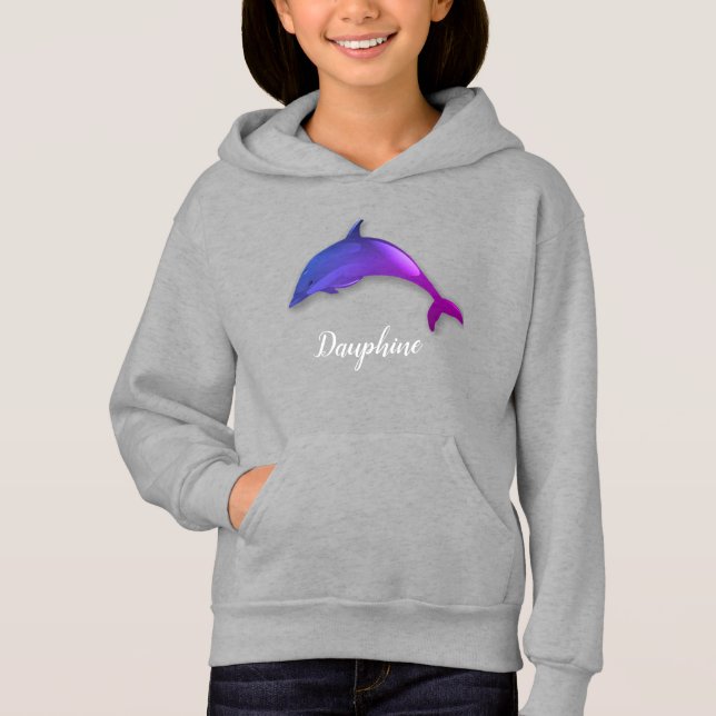 Cute lila dolphin - lägg till namn t shirt (Framsida)