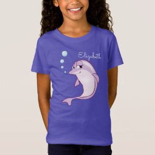 Cute Lila Dolphin Personlig Mörk T-Shirt