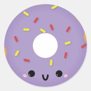 Cute Lila Donut Sticker Runt Klistermärke