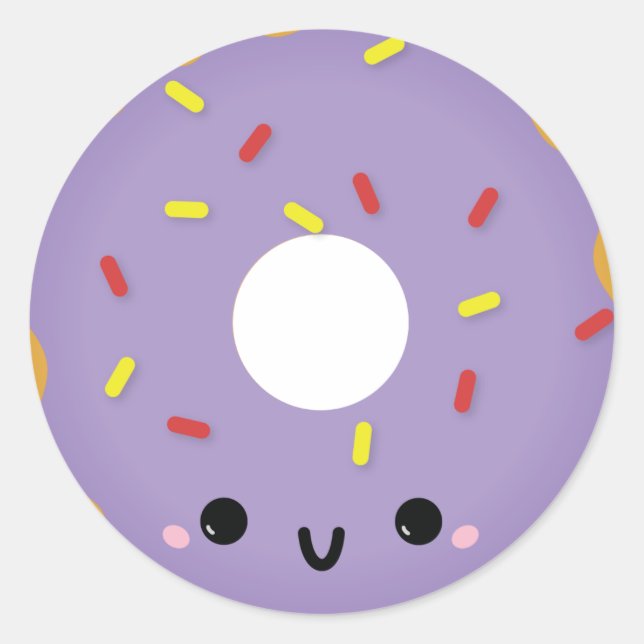 Cute Lila Donut Sticker Runt Klistermärke (Framsida)