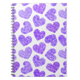 Cute Lila Doodled Heart Valentindagen Mönster Anteckningsbok