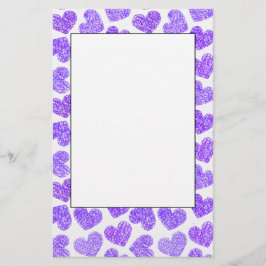 Cute Lila Doodled Heart Valentindagen Mönster Brevpapper