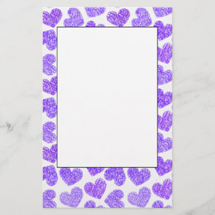 Cute Lila Doodled Heart Valentindagen Mönster Brevpapper