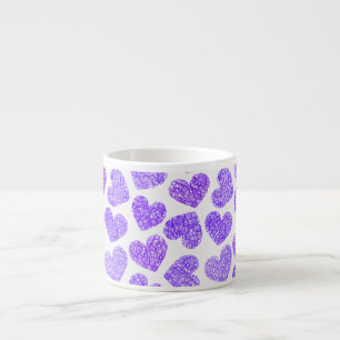 Cute Lila Doodled Heart Valentindagen Mönster Espressomugg