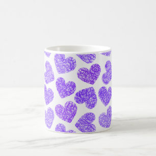 Cute Lila Doodled Heart Valentindagen Mönster Kaffemugg
